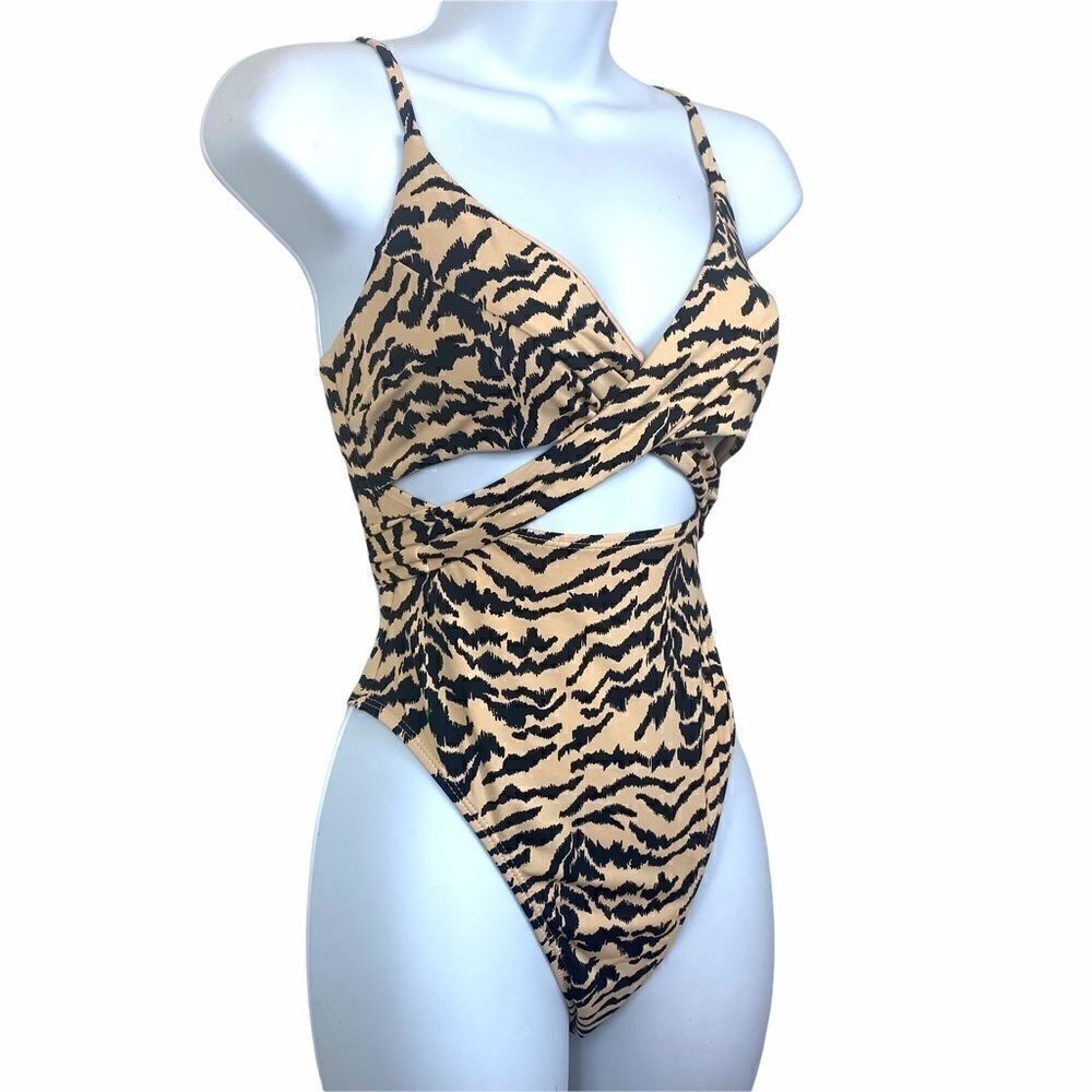Envya Talia Twist Front Zebra One Piece